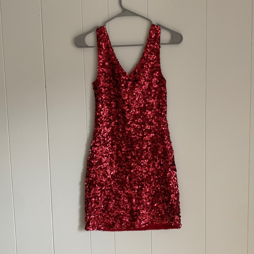 Size small sequence red mini dress